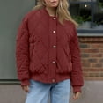 thumbnail image 5 of ZQUUVOU Women's Fall Quilted Jackets Crew Neck Lightweight Padded Jacket Casual Loose Snap Front Outerwear with Pockets Red, 5 of 9
