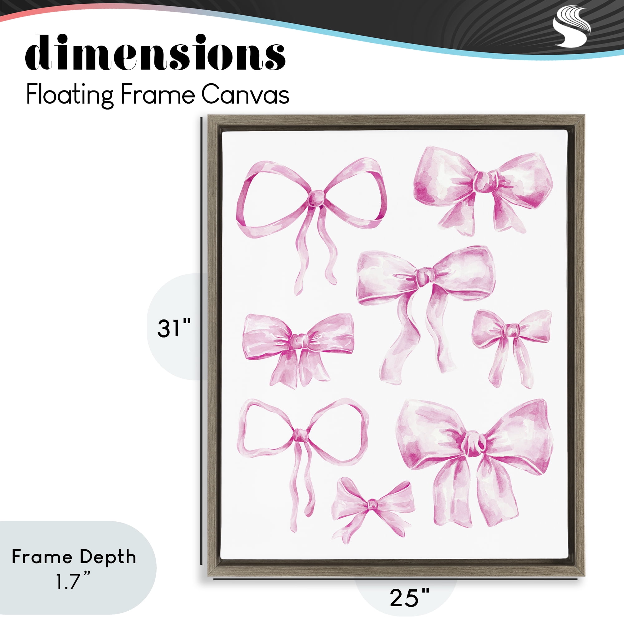 Stupell Industries Coquette Bow Collection Brown Framed Floater Canvas Wall Art, design by Bethany Sandoval