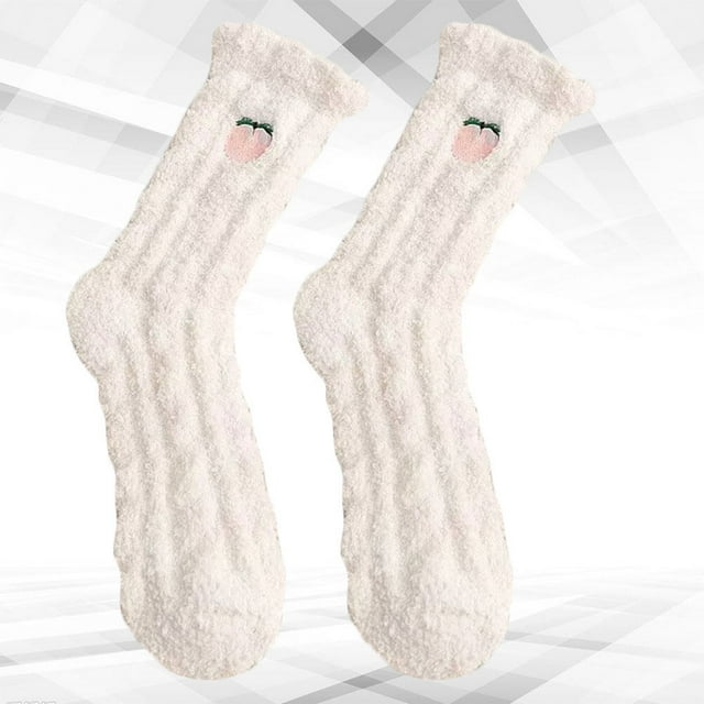 HEALEEP 1Par Medias Coral Fleece Con Patrón Para Uso Diario Y Ambiente Casual