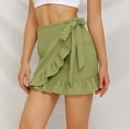 thumbnail image 1 of DPTALR Jupe Courte pour Femmes, Mode Décontractée, Unie, Taille Haute, à Volants, avec Lien et Fermeture Éclair, 1 of 6