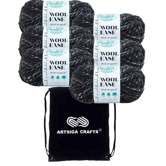 Lion Brand Laine Facile Épaisse et Rapide Metropolis 640-534 (6 Écheveaux - Même Teinture Lot) #6 S Fil Acrylique-Laine Volumineux pour Crochet et Tricot avec Sac de Projet