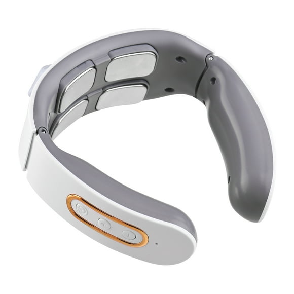 Portable Electric Neck Massager 42℃ Constant Heating 6 Modes 9 Levels Intensity 15min Timing with 4pcs Massage Pads Built-in Rechargeable Battery for Men Women Neck Pain