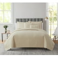 thumbnail image 1 of Clara Clark Home Quilt Set Bedspread - Ultra Soft Microfiber Embossed Grid Weave Pinsonic Lightweight - Quilted Comforter 5 Piece Bedding Set - 2 Pillow Shams, 2 Euro Shams - King, Beige Cream, 1 of 4