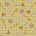 thumbnail image 2 of Cartoon Fabric by the Yard Upholstery, Funny Heart Rooster and Spirals Shaped Lollipops Candy Whimsical, Decorative Fabric for DIY and Home Accents, Peach and Multicolor by Ambesonne, 2 of 5