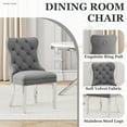 thumbnail image 4 of Velvet Dining Chairs Set of 6, Upholstered Tufted Dining Chairs with Stainless Steel Legs & Pull Ring for Dining Room, Living Room, 4 of 6