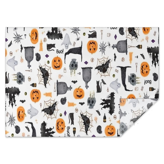 Halloween Gravestones Ghosts and Pumpkins Rectangle Tablecloth 60"x84",Waterproof Polyester Rectangle Table Cloth, Wipeable Spillproof Polyester Tablecloth for Dining, Camping, Indoor and Outdoor