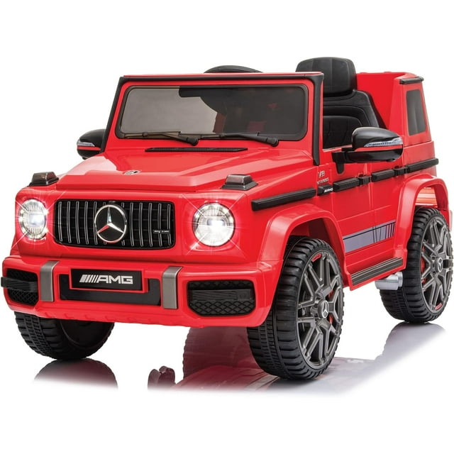 VOLTZ TOYS Licensed Mercedes-Benz G63 12V Kids Ride On Car - Electric G-Wagon with Remote Control, LED Lights & Music - Red