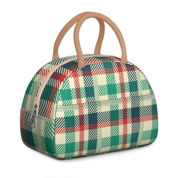 Reusable Plaid Lnsulated Lunch Bag for Women & Men - Leakproof Water-Resistant Cooler Tote, Large Capacity for Work,Travel,Picnic,Beach & Office.