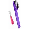 thumbnail image 1 of wqlpp-2 Pieces Hair Brush Cleaning Tool Comb Set Mini Hair Brush Dirt Remover with Metal Wire Rake for Removing Hair Dust Home and Salon Use(Pink and Purple), 1 of 4