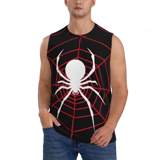Balery Spider On The Web Camisetas sin mangas para hombre, absorbe la humedad y protege contra el mal olor.-Large