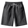 thumbnail image 5 of longantii Mens Waffle Corduroy Shorts Elastic Waist Drawstring Casual Texture Lightweight Short Summer Beach Pants with Pockets Dark Gray XXXL, 5 of 5