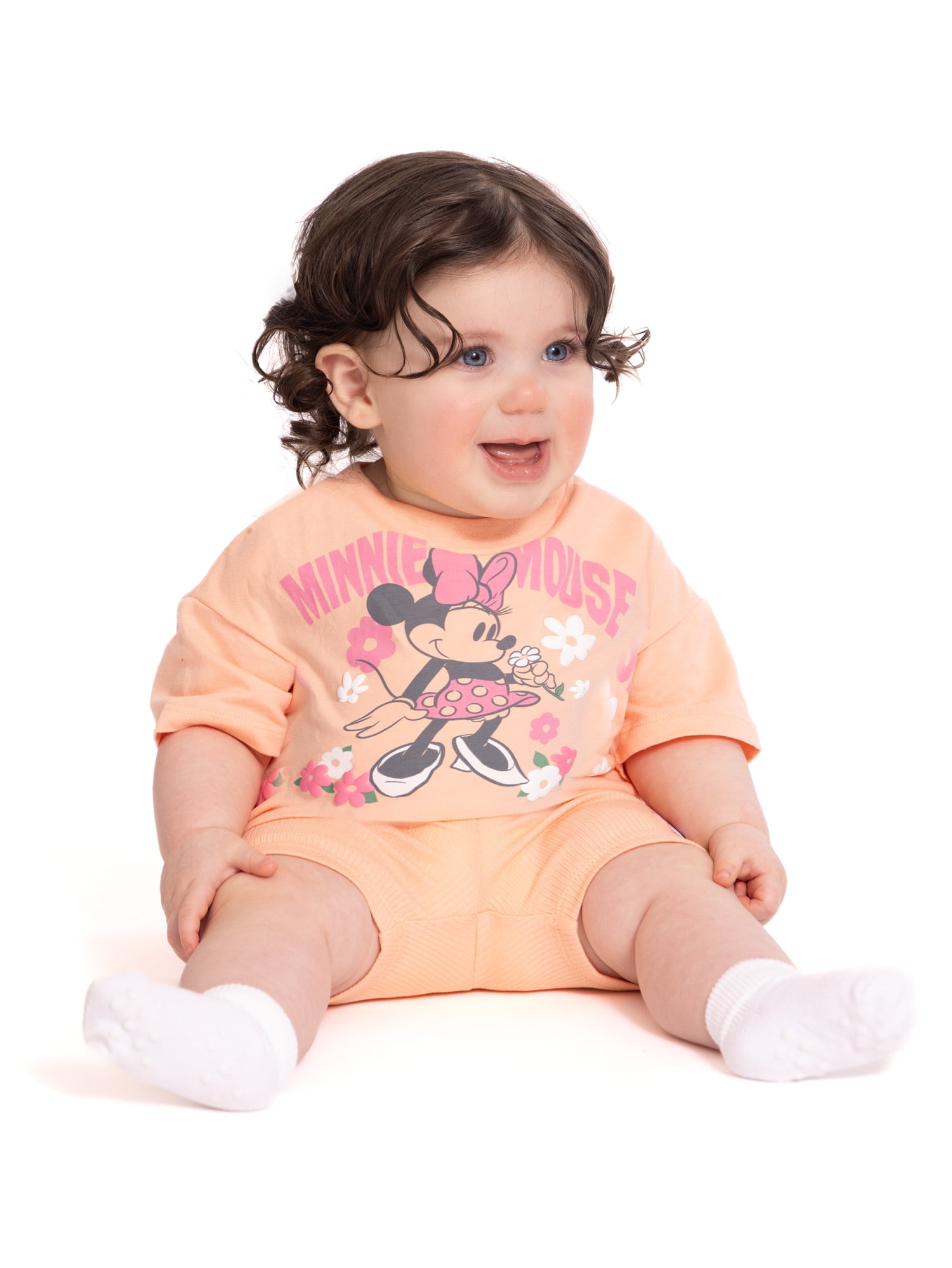 Minnie Mouse Baby Girls Graphic Tee and Bike Shorts Set, 2-Piece, Sizes Newborn-24M