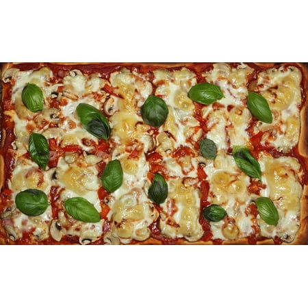 Laminated Poster Italian Food Pizza Eat Pizza Topping Basil Poster Print 11 x