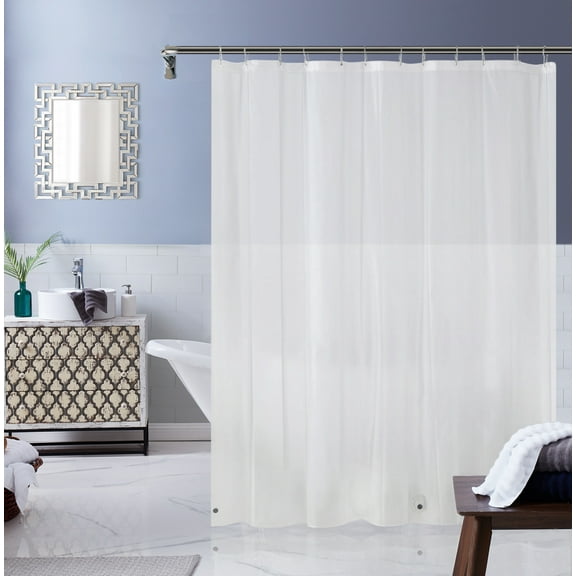 Dainty Home Heavy Weight Shower Curtain Liner With Magnetized Hem, White