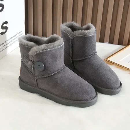 

Women‘s Button Decor Snow Boots Warm Plush Lined Snow Boots Fashion Slip On Short Boots Women‘s Footwear