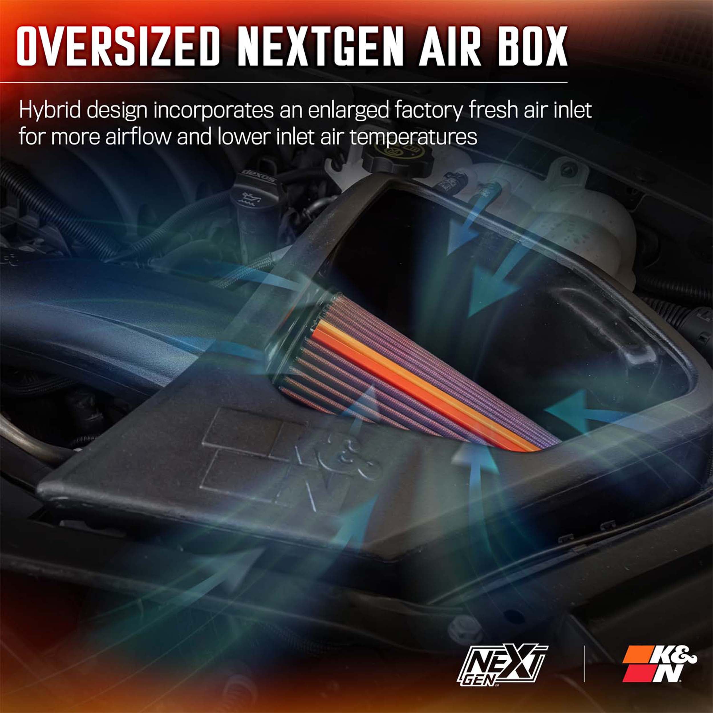 K&N Performance NextGen Cold Air Intake System: Easy Installation, Engineered to Maximize Airflow, Boost Horsepower & Torque, 50-3110