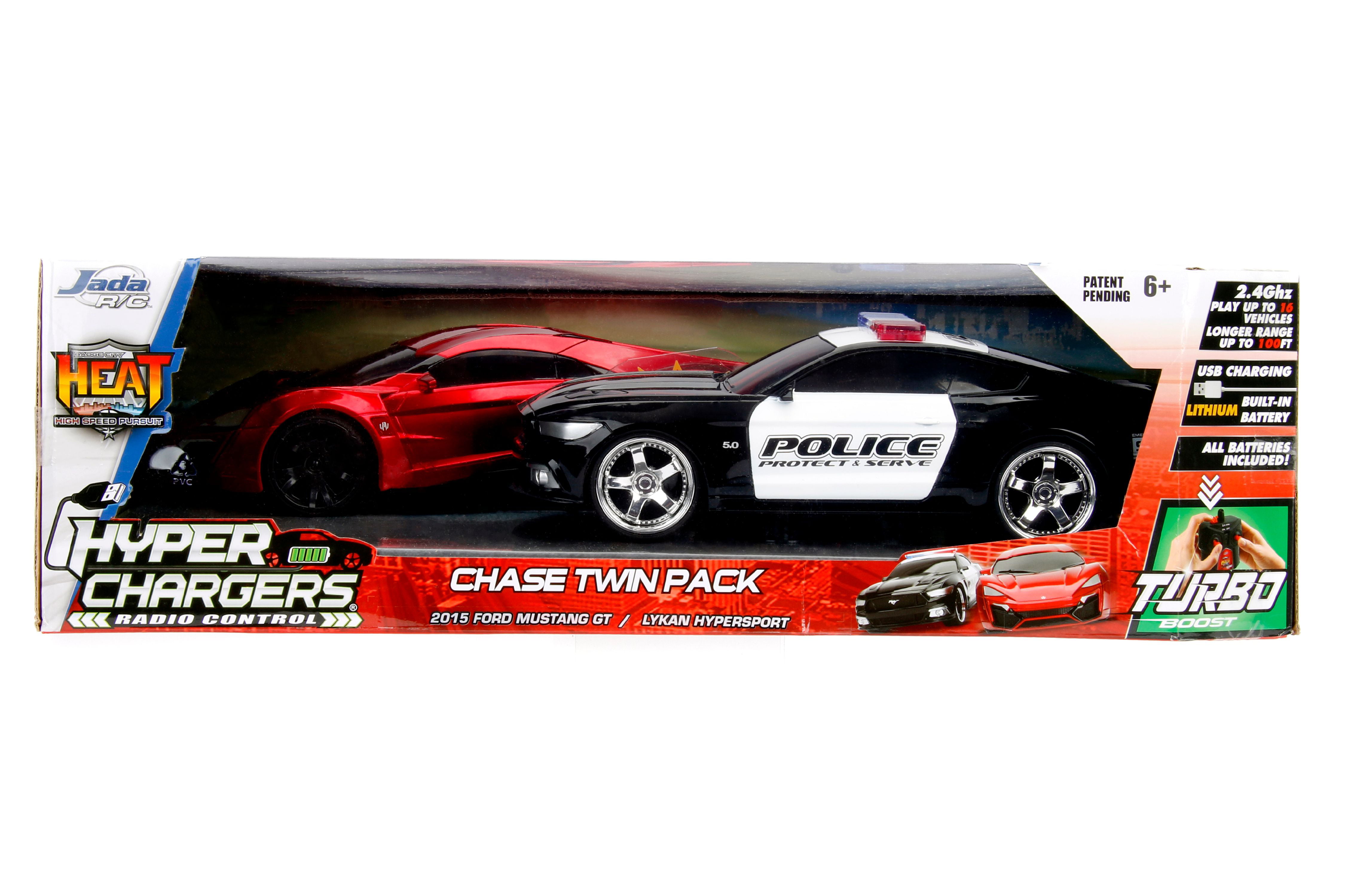 Jada Toys Hyperchargers Heat Chase CARS Twin Pack RC REMOTE CONTROL TOY POLICE 