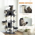 thumbnail image 4 of 79" Tall Dark Grey Cat Tree Condo - Multi-Level Scratching Post & Activity Center for Indoor Cats - Sturdy Bamboo & Plush Design - Living Room/Bedroom Use, 4 of 7