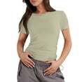 thumbnail image 1 of Susanny T-Shirt Court à Col Rond pour Femmes, Manches Courtes, Ajusté, Athlétique, Course, Basique, Vert TP, 1 of 4
