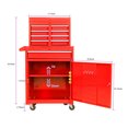 thumbnail image 3 of Tool Chest with 5 Drawers, Rolling Tool Cabinet , Lockable Tool Organizer On Wheels, Hidden Double Tool Box, Red, 3 of 10