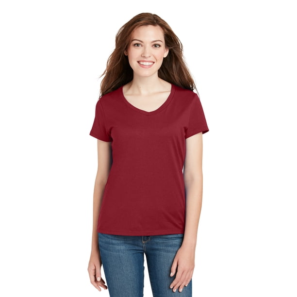 Camiseta Hanes Nano-T de algodón con cuello en V para mujer. S04V Rojo Vintage Rojo Vintage S Hanes 931032