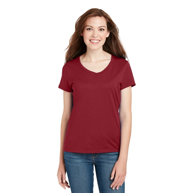 Camiseta Hanes Nano-T de algodón con cuello en V para mujer. S04V VintageRojo XS hanes 931031