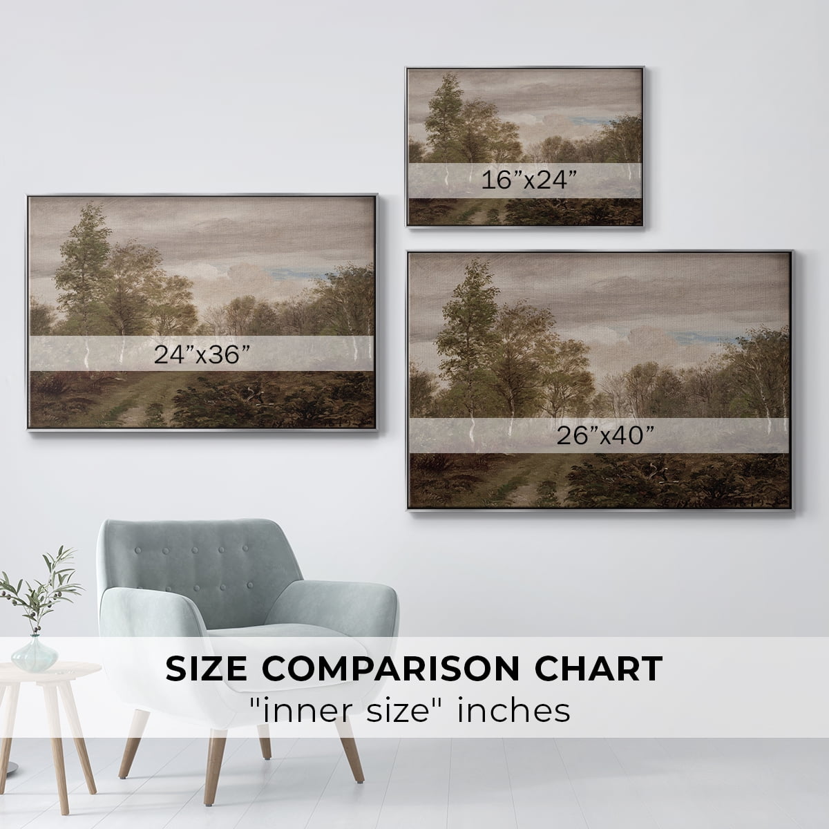 Vintage Landscape-CCCXV By Wexford Home Framed in Silver Wood Gallery Wrapped Canvas 17 in. x 25 in.