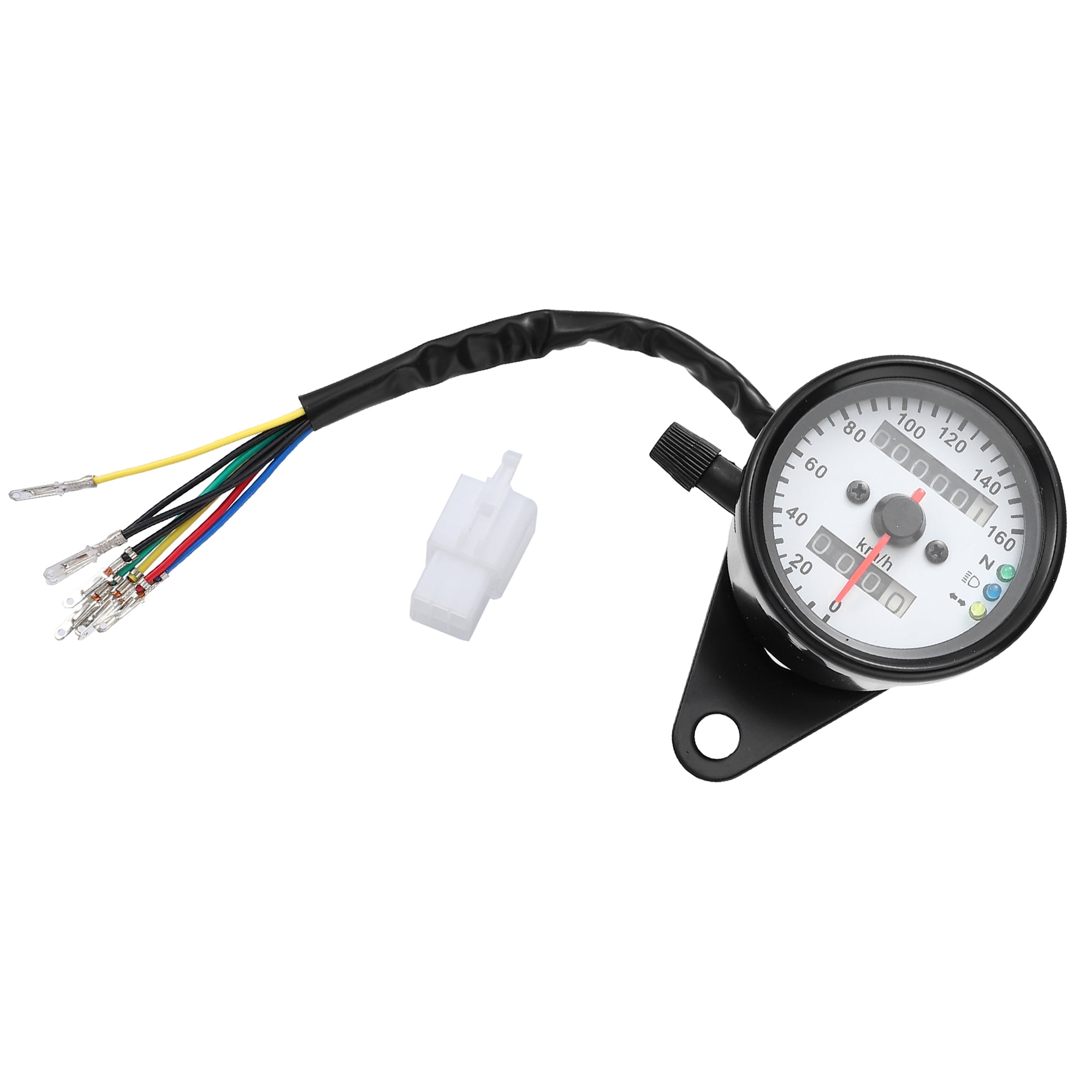 Universal DC 12V Black White Housing Motorcycle Speedometer Odometer