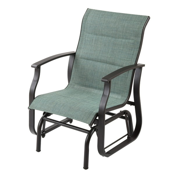 Mainstays Highland Knolls Patio Sling Mesh Glider Chair in Aqua