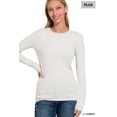 thumbnail image 4 of Zenana Plus Size Brushed Microfiber Lightweight Round Neck Long Sleeve Tee Shirts Top, 4 of 4