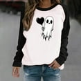 thumbnail image 2 of nerohusy Fall Halloween Sweatshirts for Women Crewneck Long Raglan Sleeve Sweatshirt Relaxed Spooky Heart Print Pullover Tops 2025 Black,XL, 2 of 7