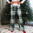 thumbnail image 5 of Women Winter Soild Color Pants Full Length Long Trousers Sports Pants with Plaid Print and Drawstring for Classic and Warm Wear,Light Green,XL, 5 of 8