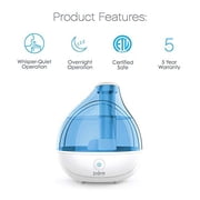 Pure Enrichment® MistAire™ Silver Ultrasonic Cool Mist Humidifier for Bedroom, Office, Nursery & Indoor Plants - Lasts Up to 25 Hours, Whisper-Quiet Operation, Optional Night Light, Auto Shut-Off