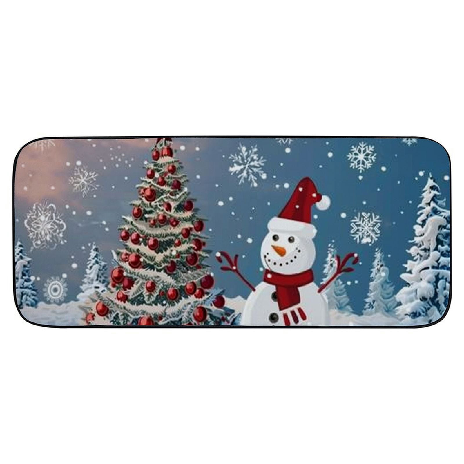 Heduofu Christmas Tree Snowflake Welcome Mat Front Door Mat, Non-Slip&amp;Absorbent Indoor Door Mats, Durable Rubber Backing Floor Doormat for Entryway, Patio, Porch, Red Cute Snowman 19.68*47.24 in