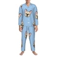 thumbnail image 3 of Naloa Cute French Bulldog Men’s Pajamas Set - Long Sleeve Button Down Sleep Shirt and Pajama Bottoms Sleepwear Set-Small, 3 of 7
