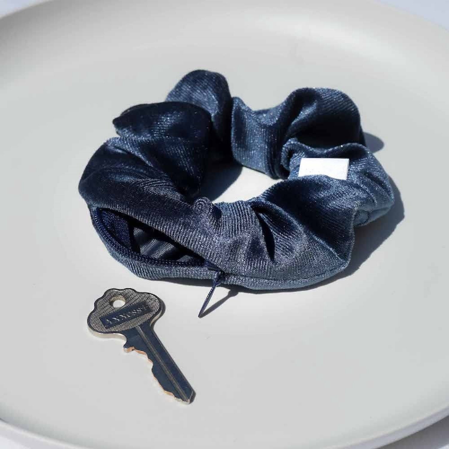 Velvet Scrunchie Set of 6 | Hidden Zipper Pocket Storage for Cash, Keys,  | Women's Hair Accessory