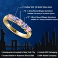 thumbnail image 2 of Gem Stone King 10K Yellow Gold Pink Lab Grown Diamond and Blue Tanzanite Wedding-Bands Ring for Women | 0.90 Cttw | Round 3.5MM | Gemstone April Birthstone | Size 6, 2 of 6