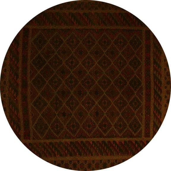 Ahgly Company Machine Washable Indoor Round Southwestern Yellow Country Area Rugs, 3' Round