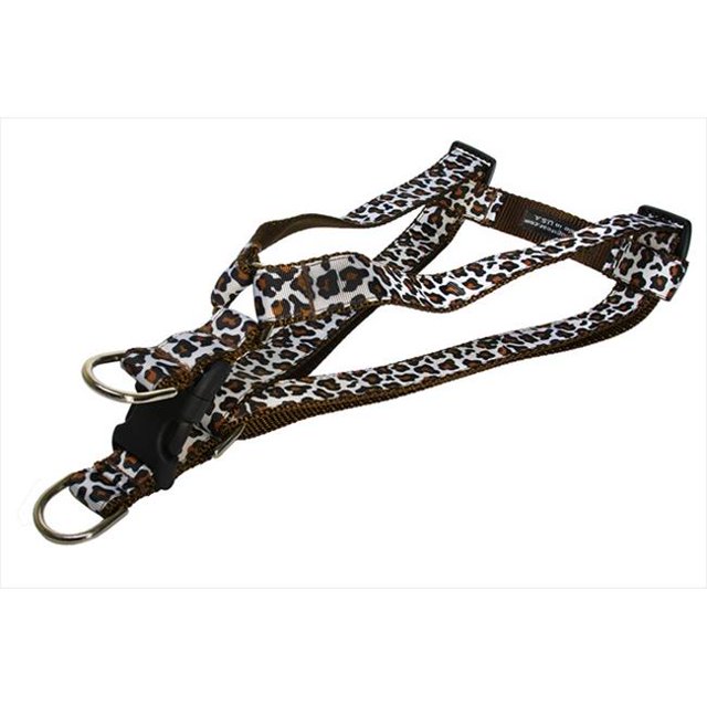 Leopard Dog Harness, White & Brown - Large
