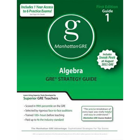 Pre-Owned Algebra GRE Preparation Guide, 1st Edition (Manhattan Gre Prep) (Paperback) 1935707027 9781935707028