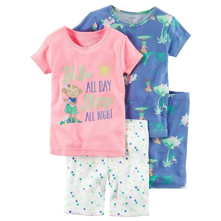 Carter's Baby Girls' 4-Piece Snug Fit Neon PJs, 6 Months