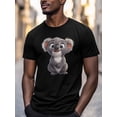 thumbnail image 3 of Cute Koala Men's T Shirts T-Shirt for Men Crew Neck Tees Cotton Tops, Black, S, 3 of 7