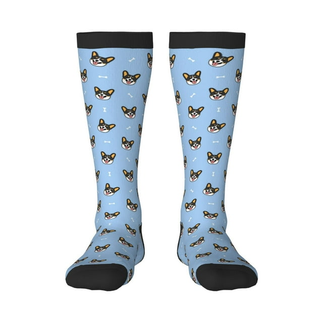 Fotbe Corgi Dog Calcetas Divertidas Estampadas para Hombre y Mujer, Calcetas de Algodón hasta la Rodilla para Caminar, Correr, Enfermería y Embarazo