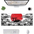 thumbnail image 2 of Japanese Black White Wave Red Sun Mouse Pad XL Extended Desk Mat, Non Slip Rubber Base Stitched Edge Gaming Pc Desktop Large Mice Pad,31.5 x 11.8 Inch, 2 of 6