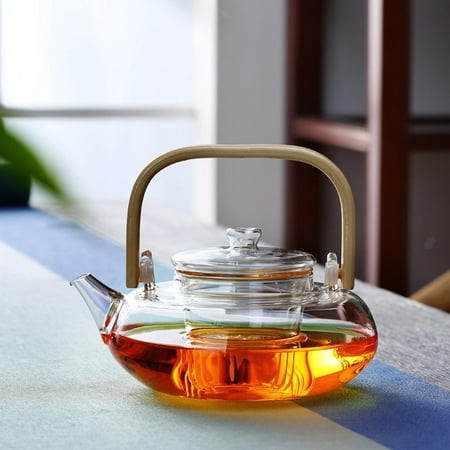 

Thickened Bamboo Handle Loose Leaf Tea Pot Dishwasher Stove Top Safe