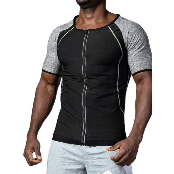 YouLoveIt Men Zipper Waist Trainer Vest Weight Slimming Body Shaper Loss Sweat Waist Trainer Shirt Sports Zipper Sauna Tank Top Body Shaper Shirt