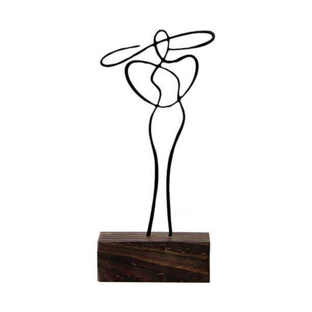 Escultura de mujer nórdica de metal, figura artesanal, obra de arte moderna, estatua con sombrero Negro