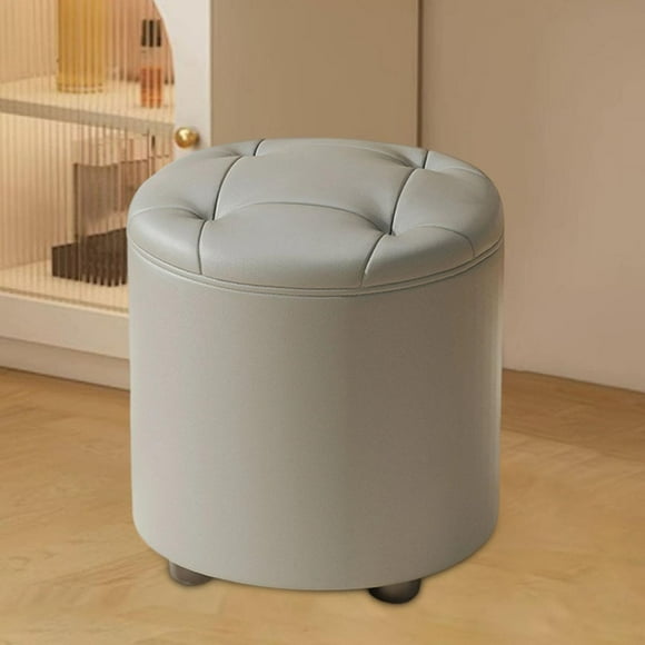 Reposapiés pequeño tipo puf, reposapiés otomano, taburete escalonado, estable y elegante, para sala de estar, sala de juegos, entrada interior Gris