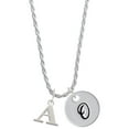 thumbnail image 1 of Delight Jewelry Silvertone Large Initial - A - Silvertone Script Initial Disc - O - Charm Necklace, 20"+3", 1 of 4