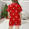 thumbnail image 5 of Kids Christmas Pajamas Kids Christmas Classic Print Button Down Collar Short Sleeve Top Shorts Pajama Set Christmas Pjs for Girls Blue, 5 of 6